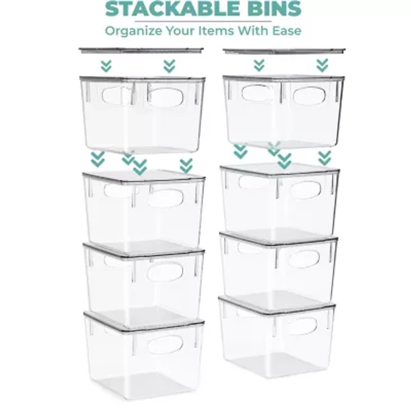 Sorbus Medium Clear Acrylic Storage Bins With Lids 8-pc. Storage Bin
