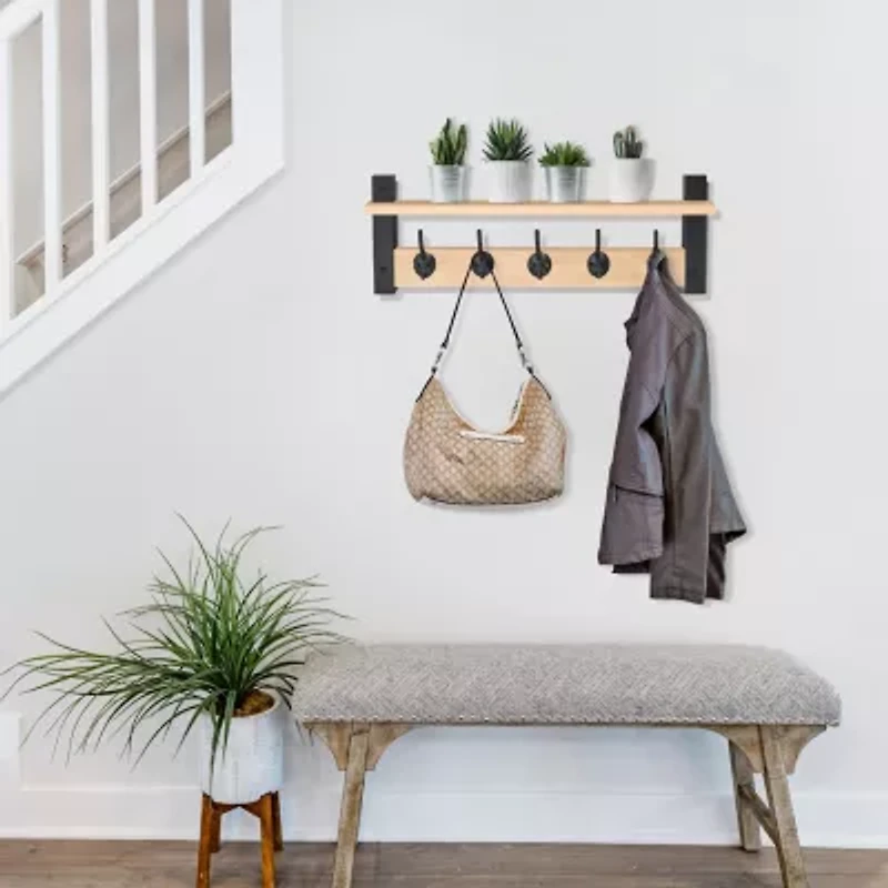 Sorbus 24" Floating with 5 Hooks 1-Shelf Shelf Baskets