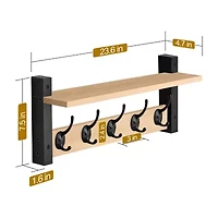 Sorbus 24" Floating  with 5 Hooks 1-Shelf Shelf Baskets