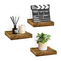 Sorbus Square Floating 3-Shelf Shelf with Baskets
