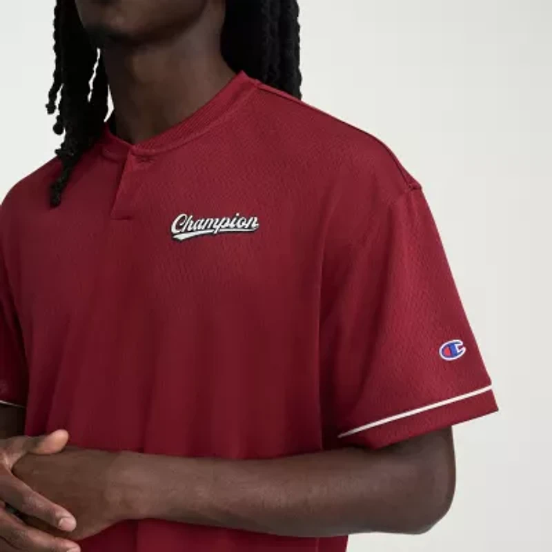 Champion Mens Short Sleeve Regular Fit Henley Shirt