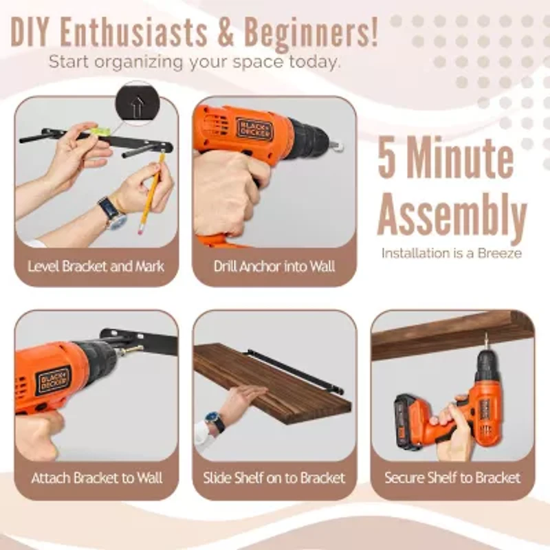 Sorbus Floating  with Led Lights 5-Shelf Shelf Baskets