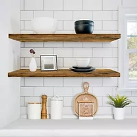 Sorbus 35" Floating Wall 2-Shelf with Baskets