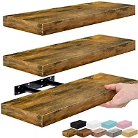 Sorbus 3 Pack 16" Floating 3-Shelf Shelf with Baskets