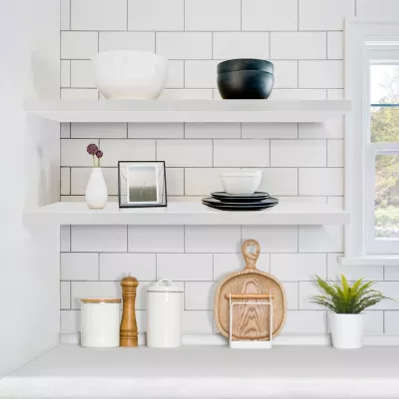 Sorbus 35" Floating Wall 2-Shelf with Baskets