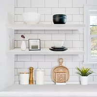 Sorbus 35" Floating Wall 2-Shelf with Baskets