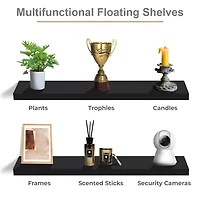 Sorbus 24" Floating Wood 4-Shelf Shelf with Baskets