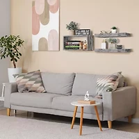 Sorbus 47" Floating 2-Shelf Shelf with Baskets