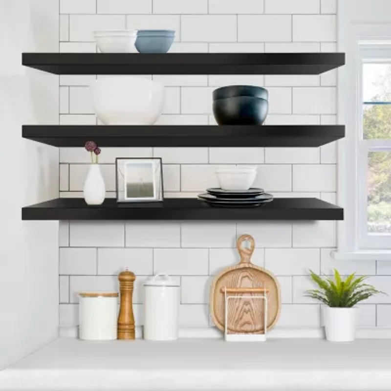 Sorbus 47" Floating 2-Shelf Shelf with Baskets
