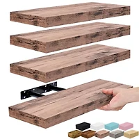 Sorbus 16" Floating 4-Shelf Shelf with Baskets