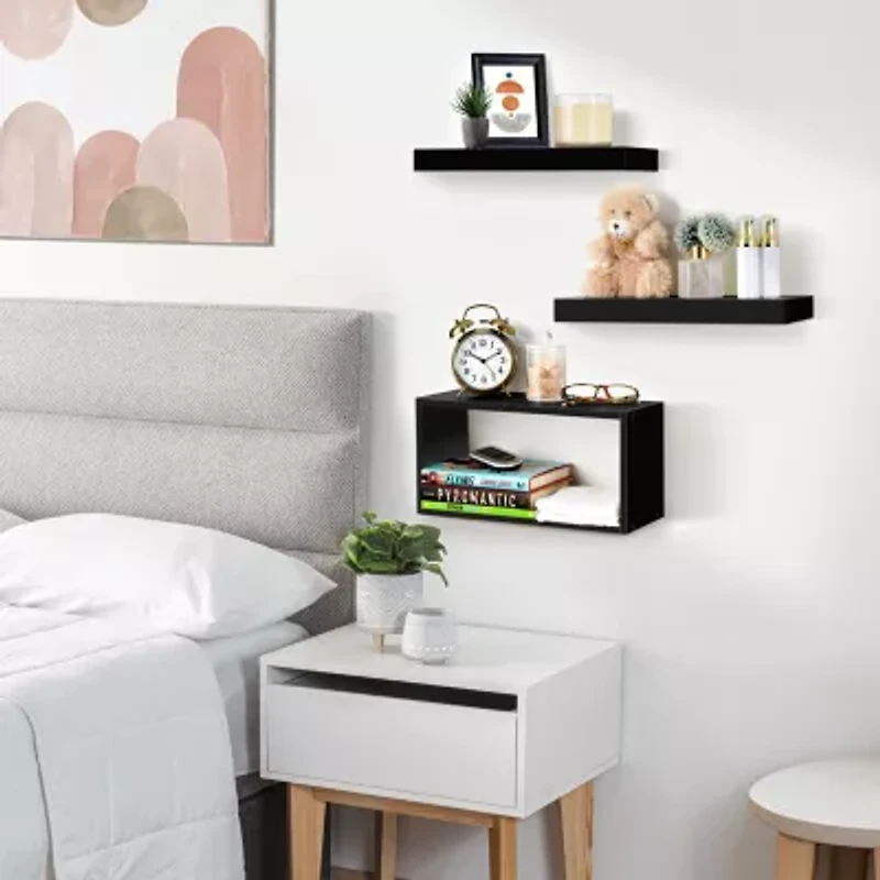 Sorbus 16" Floating 4-Shelf Shelf with Baskets