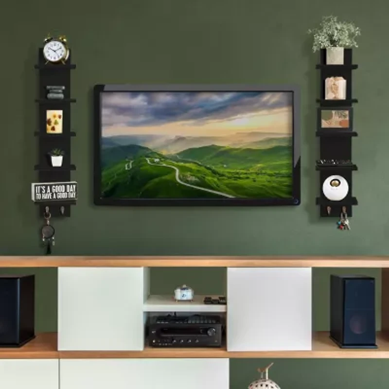 Sorbus Floating with Hooks 5-Shelf Shelf Baskets