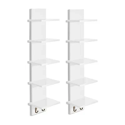 Sorbus 5 Tier Floating Hooks 10-Shelf with Baskets