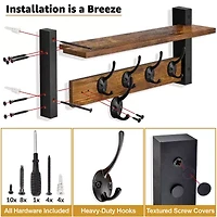 Sorbus 16" Floating Wall  with 5 Hooks 1-Shelf Shelf Baskets