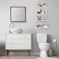 Sorbus 24" Floating Wood 4-Shelf Shelf with Baskets
