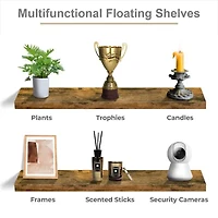 Sorbus 24" Floating Wood 4-Shelf Shelf with Baskets