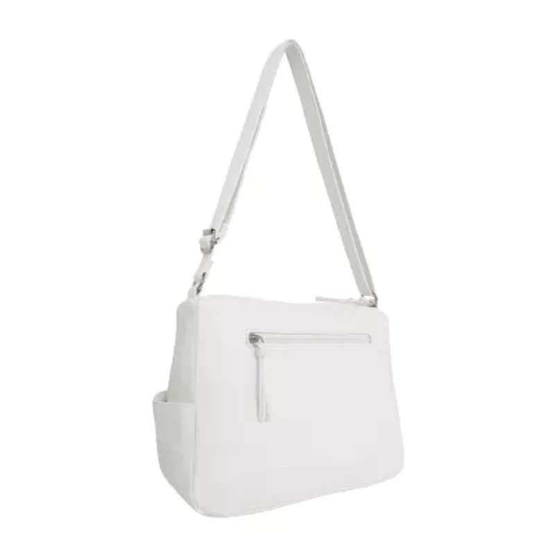 Bueno of California Double Zip Medium Crossbody With Woven Pockets Crossbody Bag