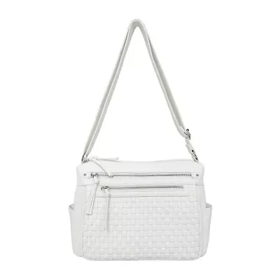 Bueno of California Double Zip Medium Crossbody With Woven Pockets Crossbody Bag