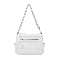 Bueno of California Double Zip Medium Crossbody With Woven Pockets Crossbody Bag