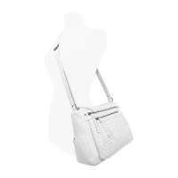 Bueno of California Double Zip Medium Crossbody With Woven Pockets Crossbody Bag