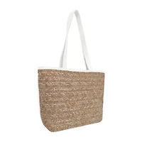 Bueno of California Straw Tote Flower Detail Tote Bag