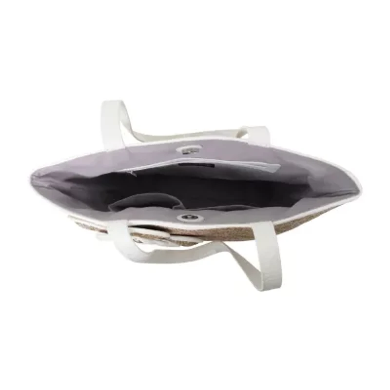 Bueno of California Straw Tote Flower Detail Tote Bag