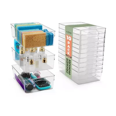 Sorbus 10 Pack Xlarge Clear Plastic Bins With Handle  - 10-pc. Storage Bin