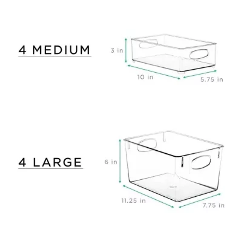 Sorbus Clear Plastic 8-pc. Storage Bin