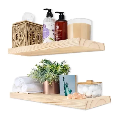 Sorbus 16" Solid Wood 2-Shelf Shelf with Baskets