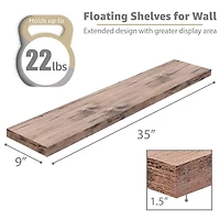 Sorbus 35" Floating 3-Shelf with Baskets