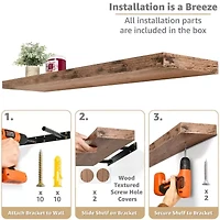 Sorbus 35" Floating 3-Shelf with Baskets