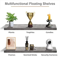 Sorbus 35" Floating 3-Shelf with Baskets