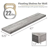 Sorbus 47" Floating 2-Shelf Shelf with Baskets
