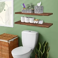 Sorbus 24" Solid Wood 2-Shelf with Baskets