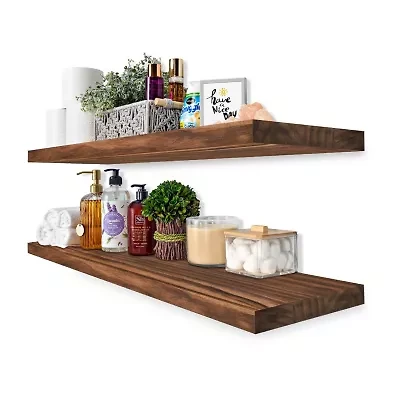 Sorbus 24" Solid Wood 2-Shelf with Baskets