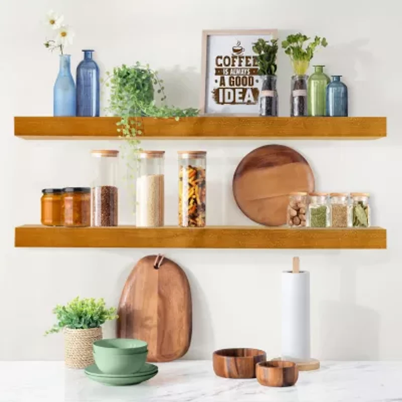 Sorbus 24" Solid Wood 2-Shelf with Baskets