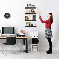 Sorbus 35" Floating Wall 2-Shelf Shelf with Baskets