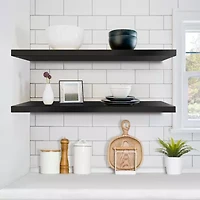 Sorbus 35" Floating Wall 2-Shelf Shelf with Baskets