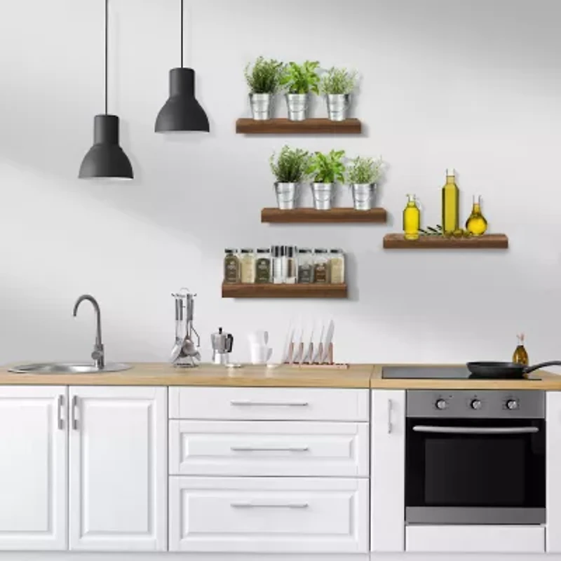 Sorbus 16" Floating 4-Shelf Shelf with Baskets