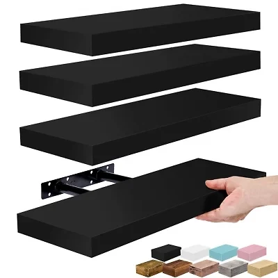 Sorbus 16" Floating 4-Shelf Shelf with Baskets