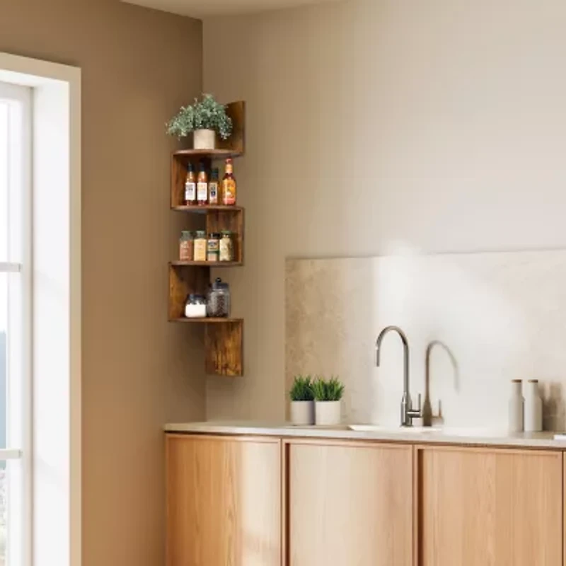 Sorbus 16" Solid Wood 2-Shelf Shelf with Baskets