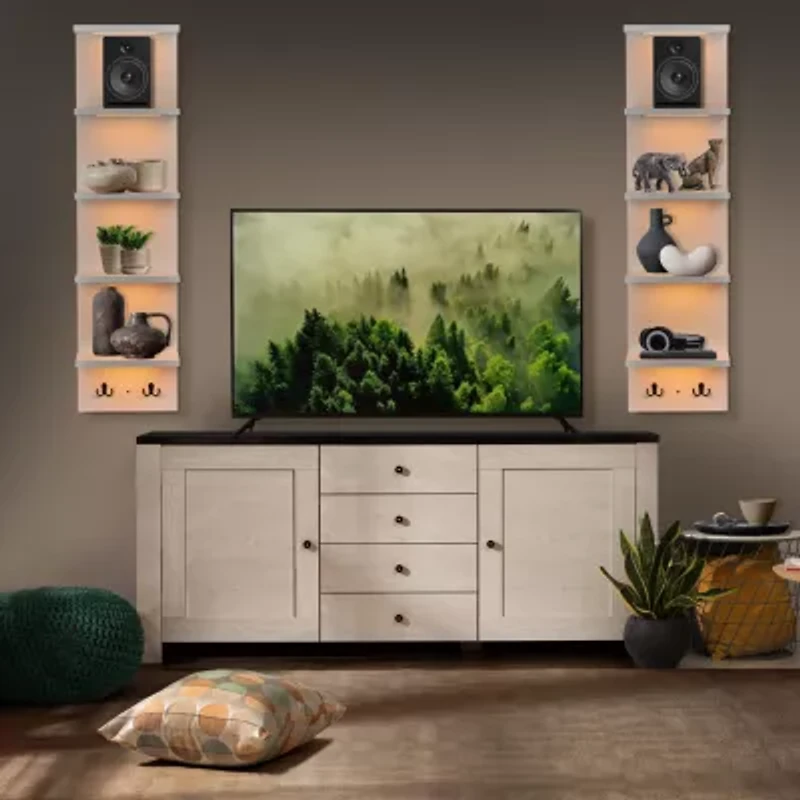 Sorbus Floating  with Led Lights 5-Shelf Shelf Baskets