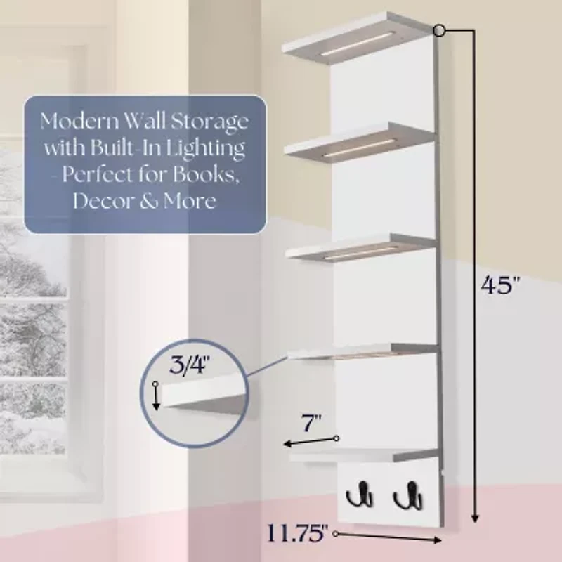 Sorbus Floating  with Led Lights 5-Shelf Shelf Baskets