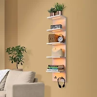 Sorbus Floating  with Led Lights 5-Shelf Shelf Baskets