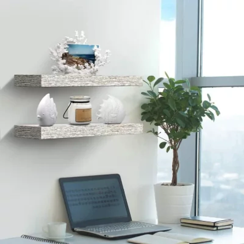 Sorbus 16" Floating 2-Shelf Shelf with Baskets