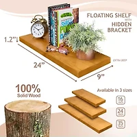 Sorbus 24" Solid Wood 2-Shelf Shelf with Baskets