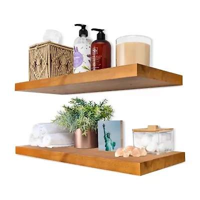 Sorbus 24" Solid Wood 2-Shelf Shelf with Baskets