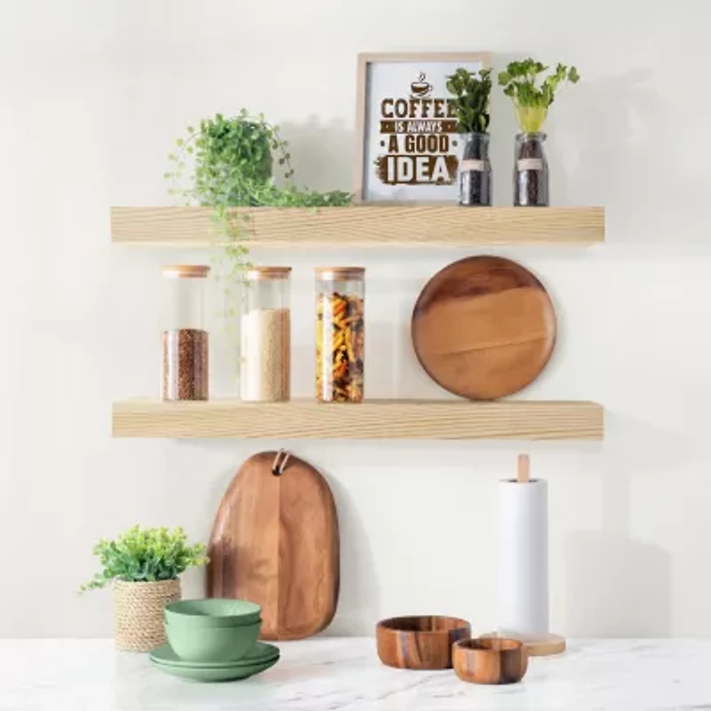 Sorbus 24" Solid Wood 2-Shelf Shelf with Baskets