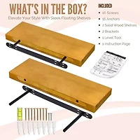 Sorbus 24" Solid Wood 2-Shelf Shelf with Baskets