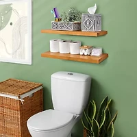 Sorbus 24" Solid Wood 2-Shelf Shelf with Baskets